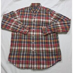 RALPH LAUREN Vintage Plaid Button Down Shirt Size Large 100%‎ Cotton